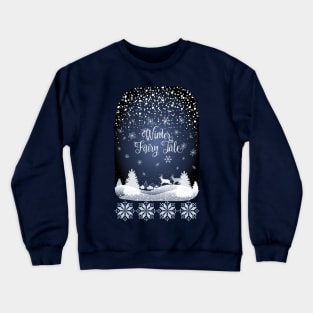 Winter Holiday Fairy Tale Snowy Forest and Reindeer Crewneck Sweatshirt